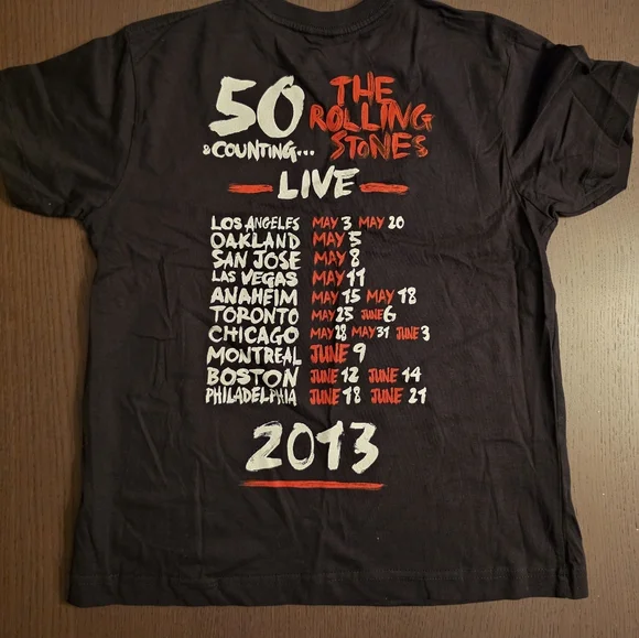 The Rolling Stones 2013 Tour Grrr! Black Shirt - 50 Years Live - Size Is Youth M - Picture 3 of 3